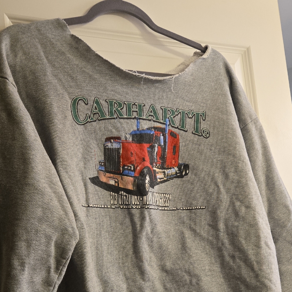 Carhartt Gray Sweatshirt with Red Truck Graphic ON THE ROAD Exclusive One size✨